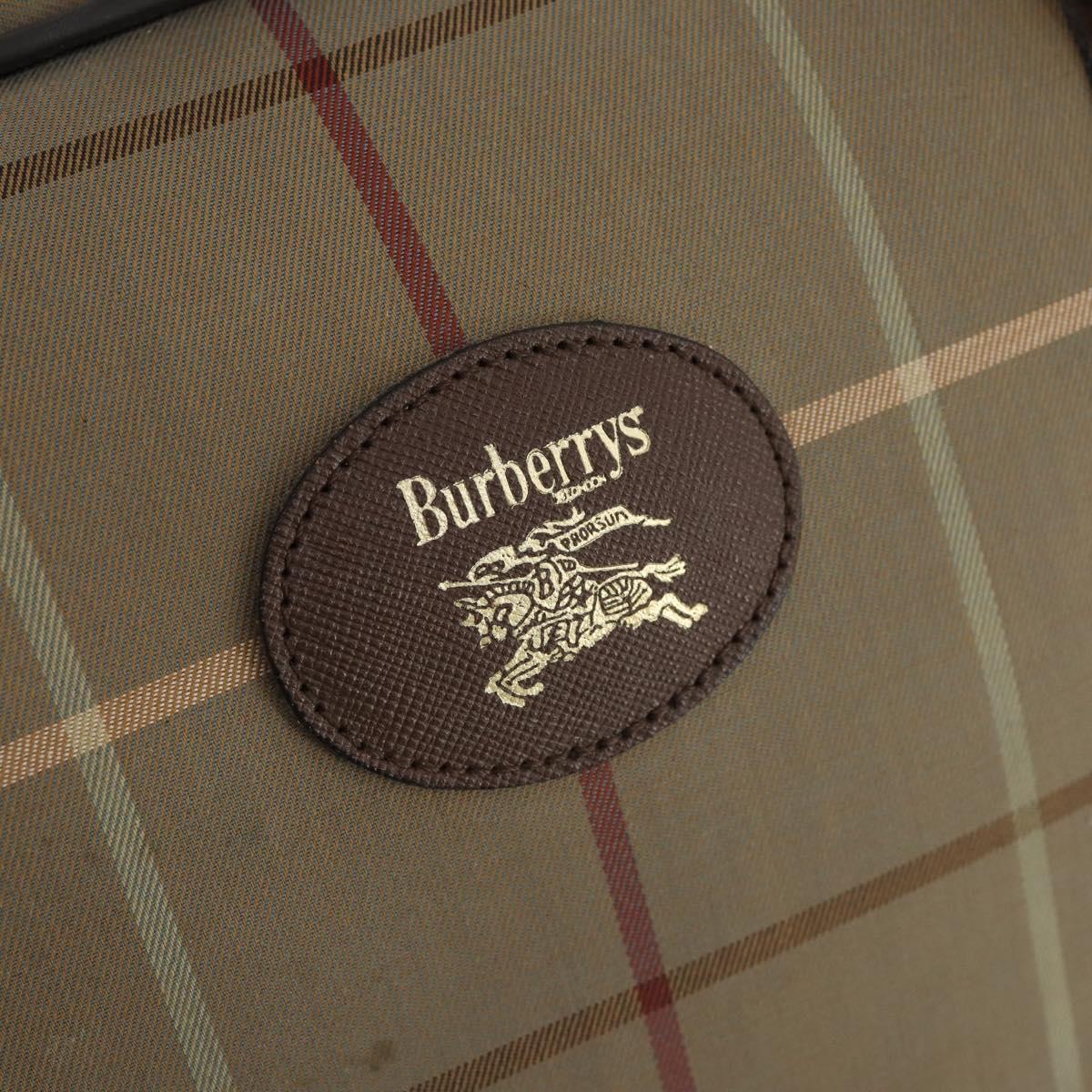 Burberrys Nova Check Boston Bag Canvas Leather Beige Gold Auth ep13568