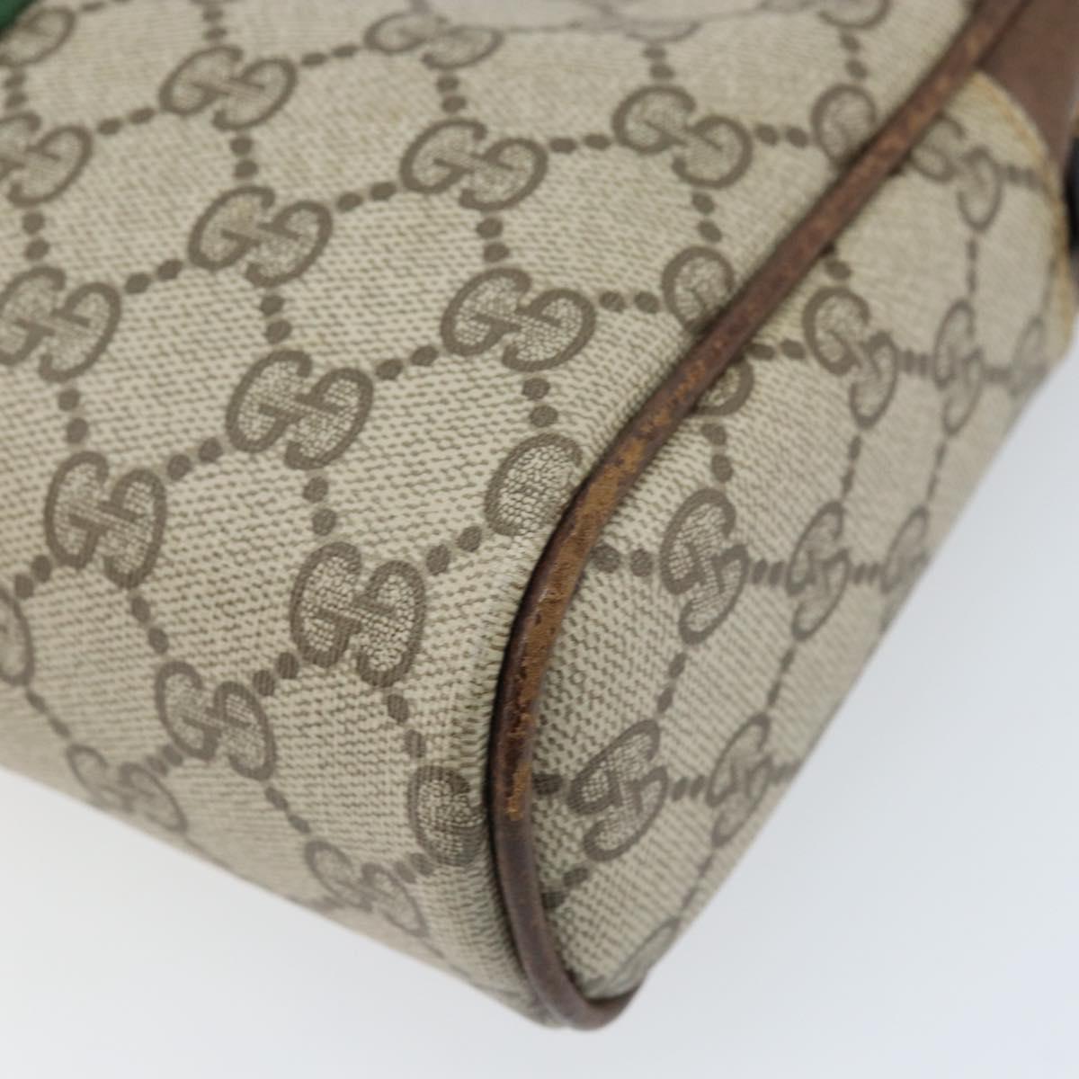 GUCCI GG Supreme Web Sherry Line Clutch Bag PVC Beige Gold Red Auth ep13569
