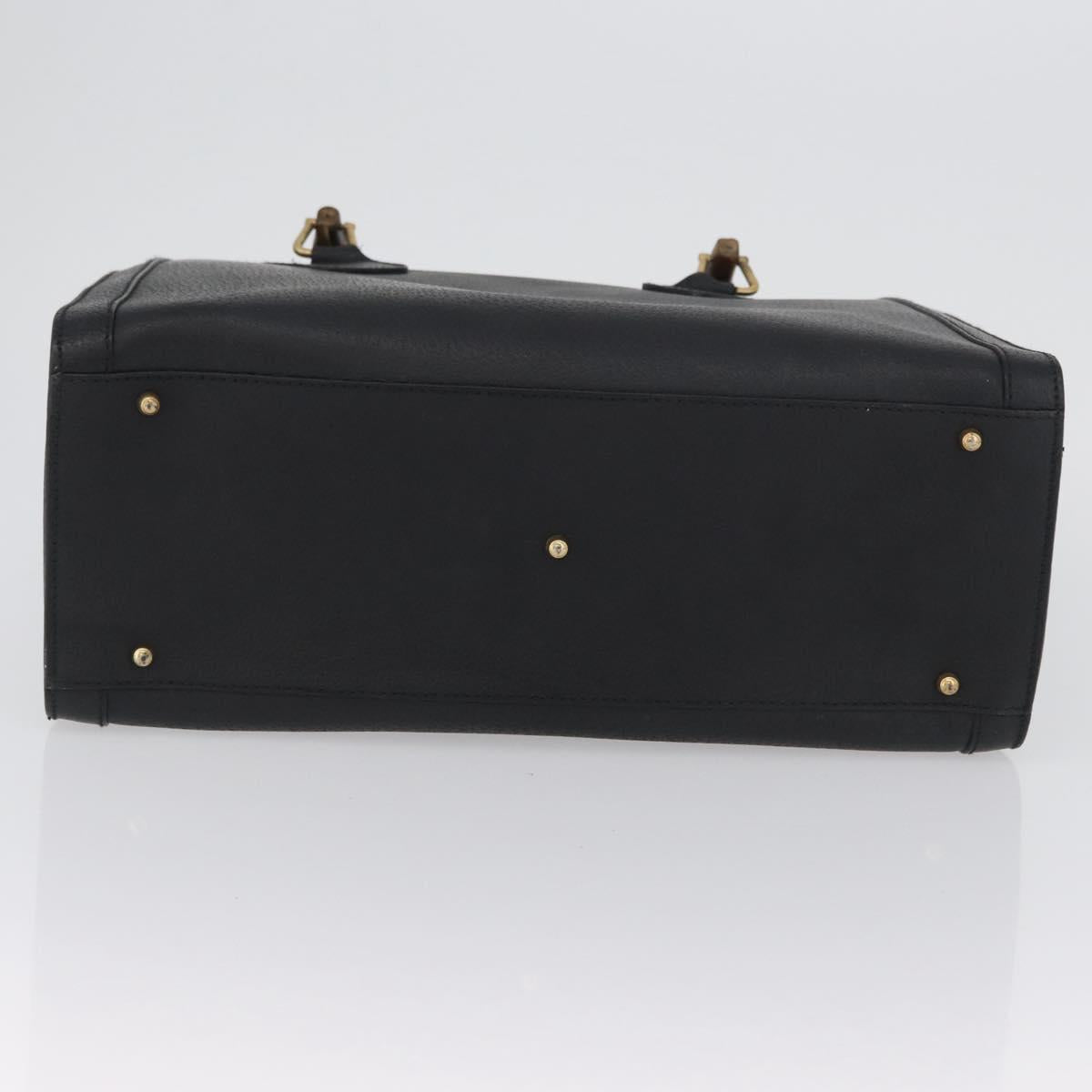 GUCCI Bamboo Hand Bag Leather Black Gold 002 1186 0260 Auth ep13570
