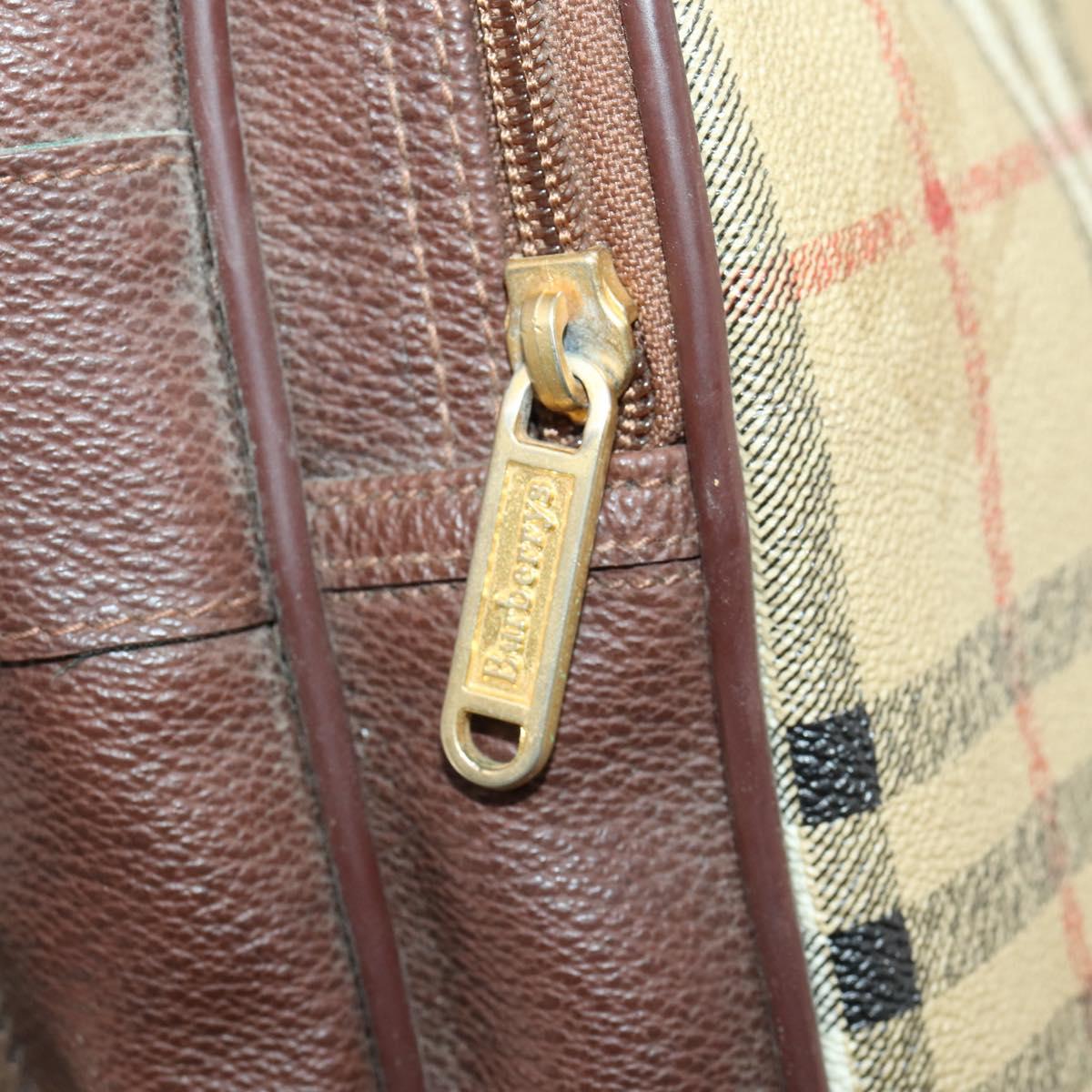 Burberrys Nova Check Shoulder Bag PVC Leather Beige Gold Auth ep13571