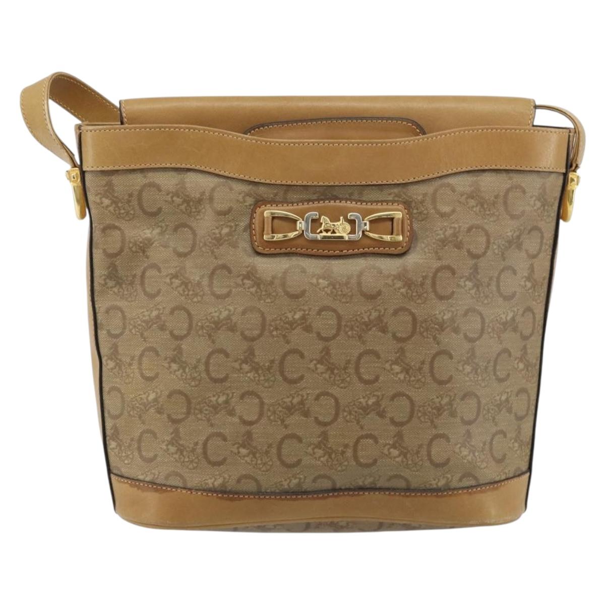 CELINE C Sulky Shoulder Bag PVC Beige Gold Auth ep13573