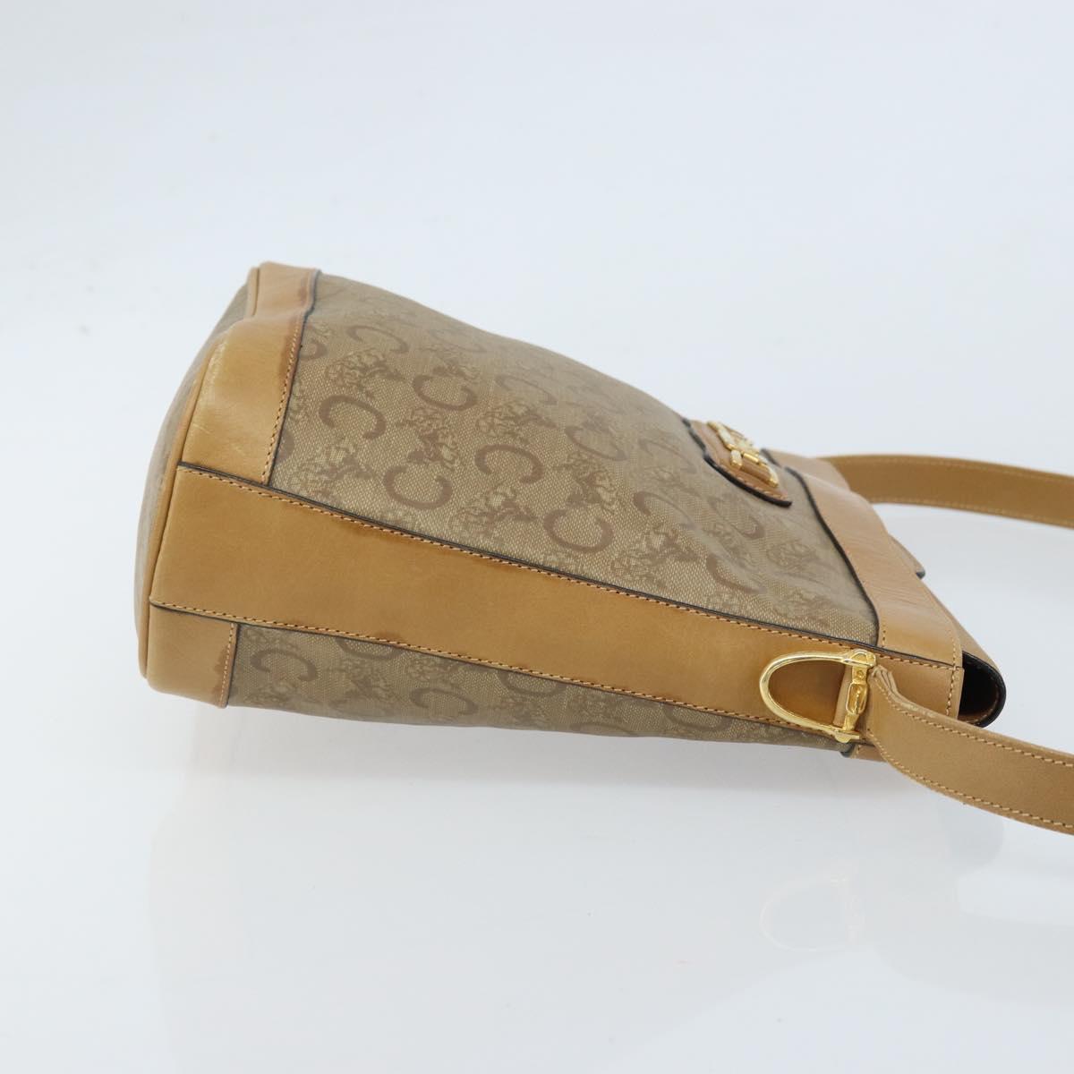 CELINE C Sulky Shoulder Bag PVC Beige Gold Auth ep13573