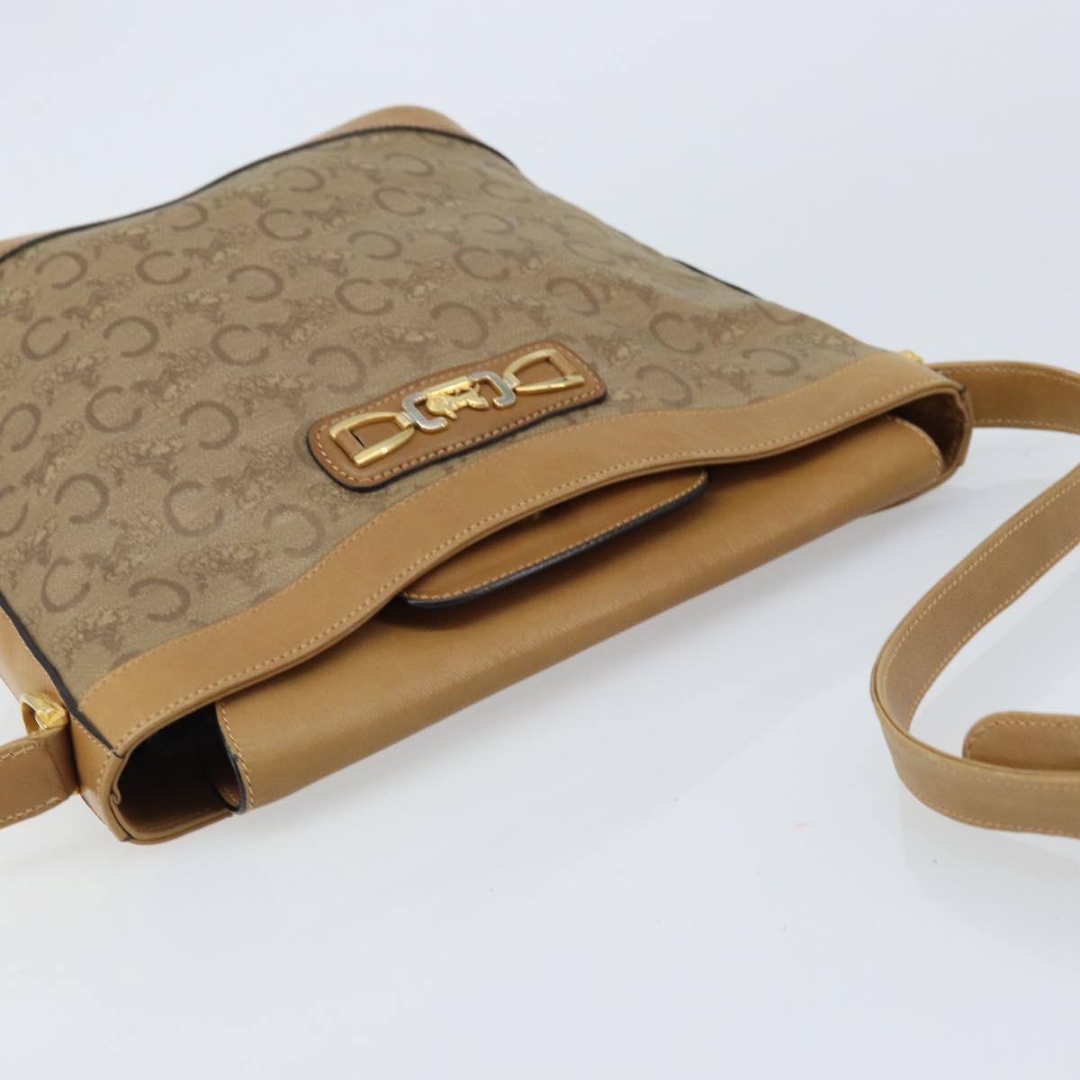 CELINE C Sulky Shoulder Bag PVC Beige Gold Auth ep13573