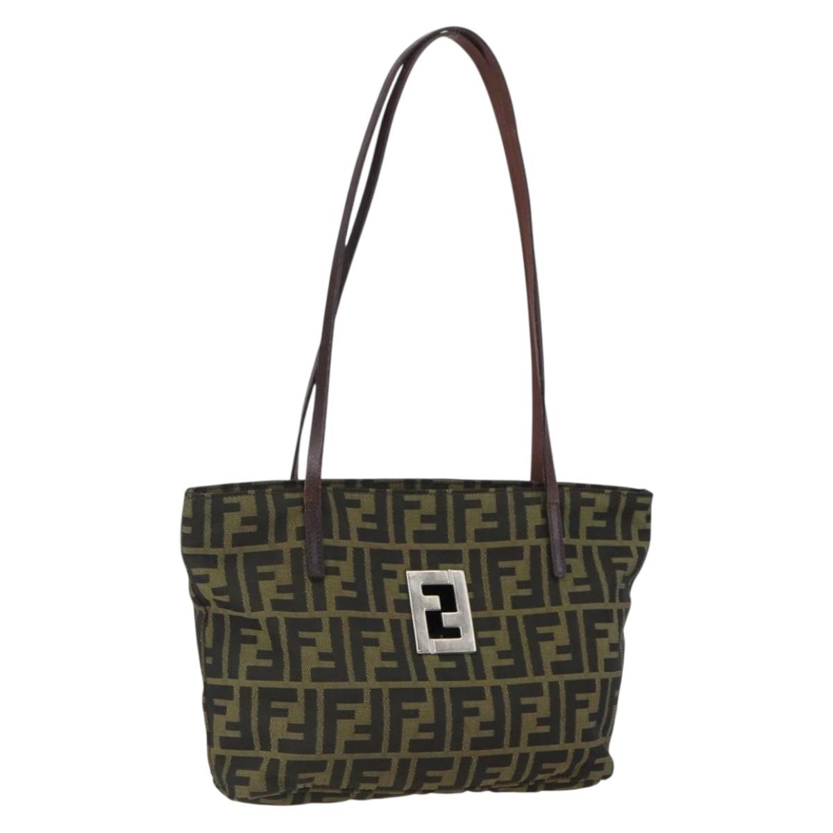 FENDI Zucca Canvas Tote Bag Brown Black Auth ep13574