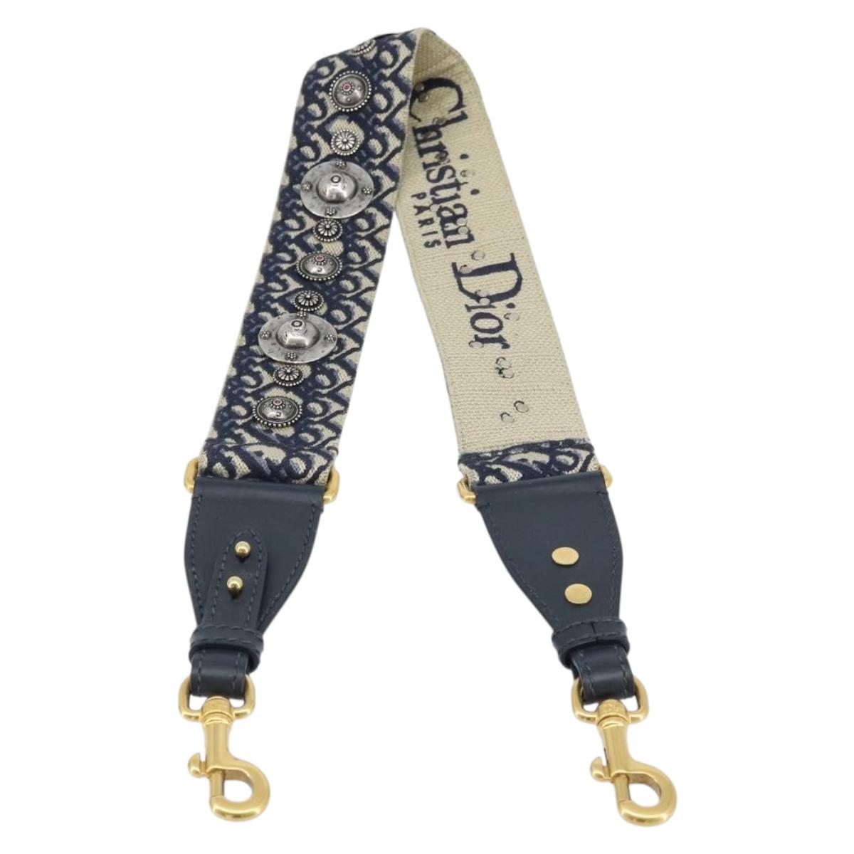Christian Dior Trotter Canvas Shoulder Strap 36.6"" Navy Auth ep13579