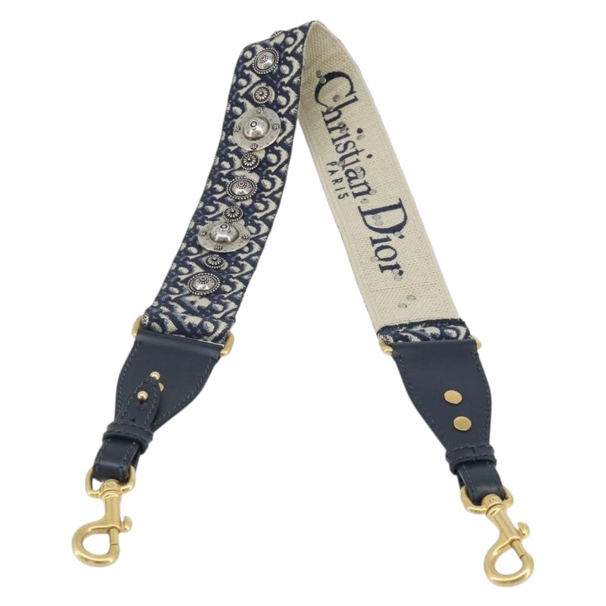 Christian Dior Trotter Canvas Shoulder Strap 37.4"" Navy Auth ep13582