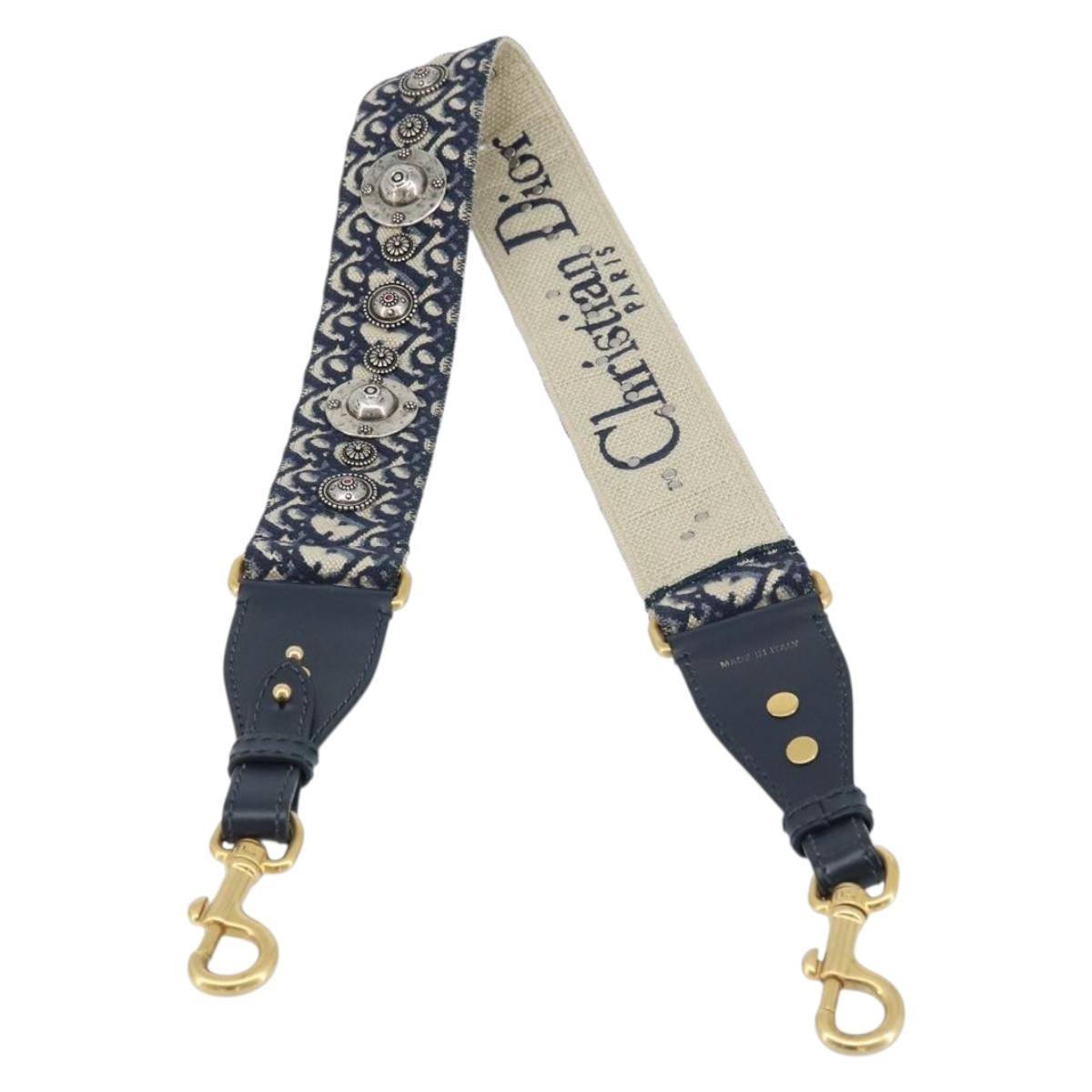 Christian Dior Trotter Canvas Shoulder Strap 37.4"" Navy Auth ep13582