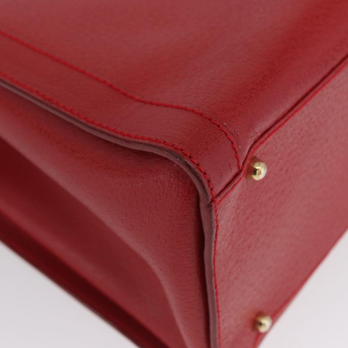 GUCCI Bamboo Hand Bag Leather Red Gold 002 1186 0260 Auth ep13591