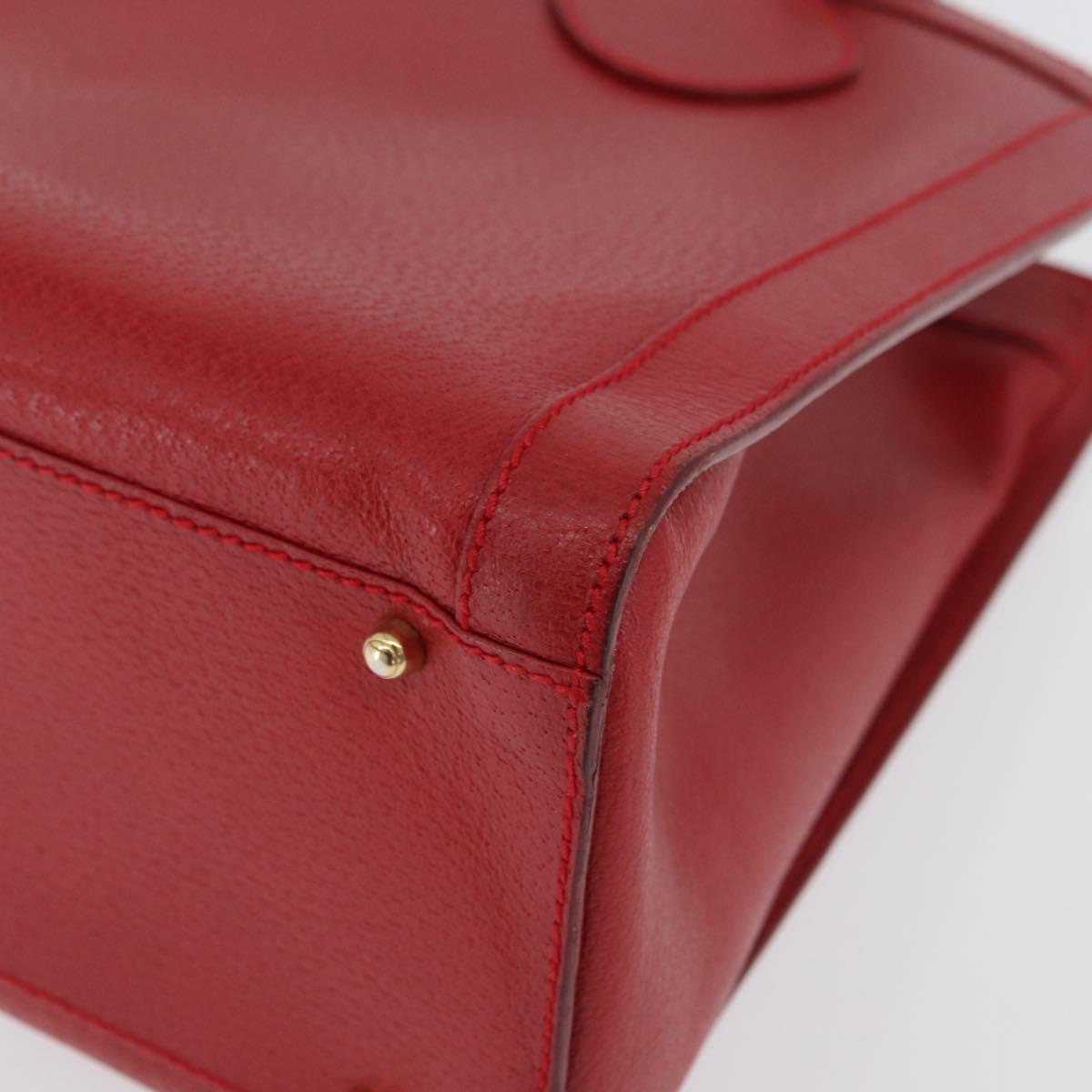 GUCCI Bamboo Hand Bag Leather Red Gold 002 1186 0260 Auth ep13591