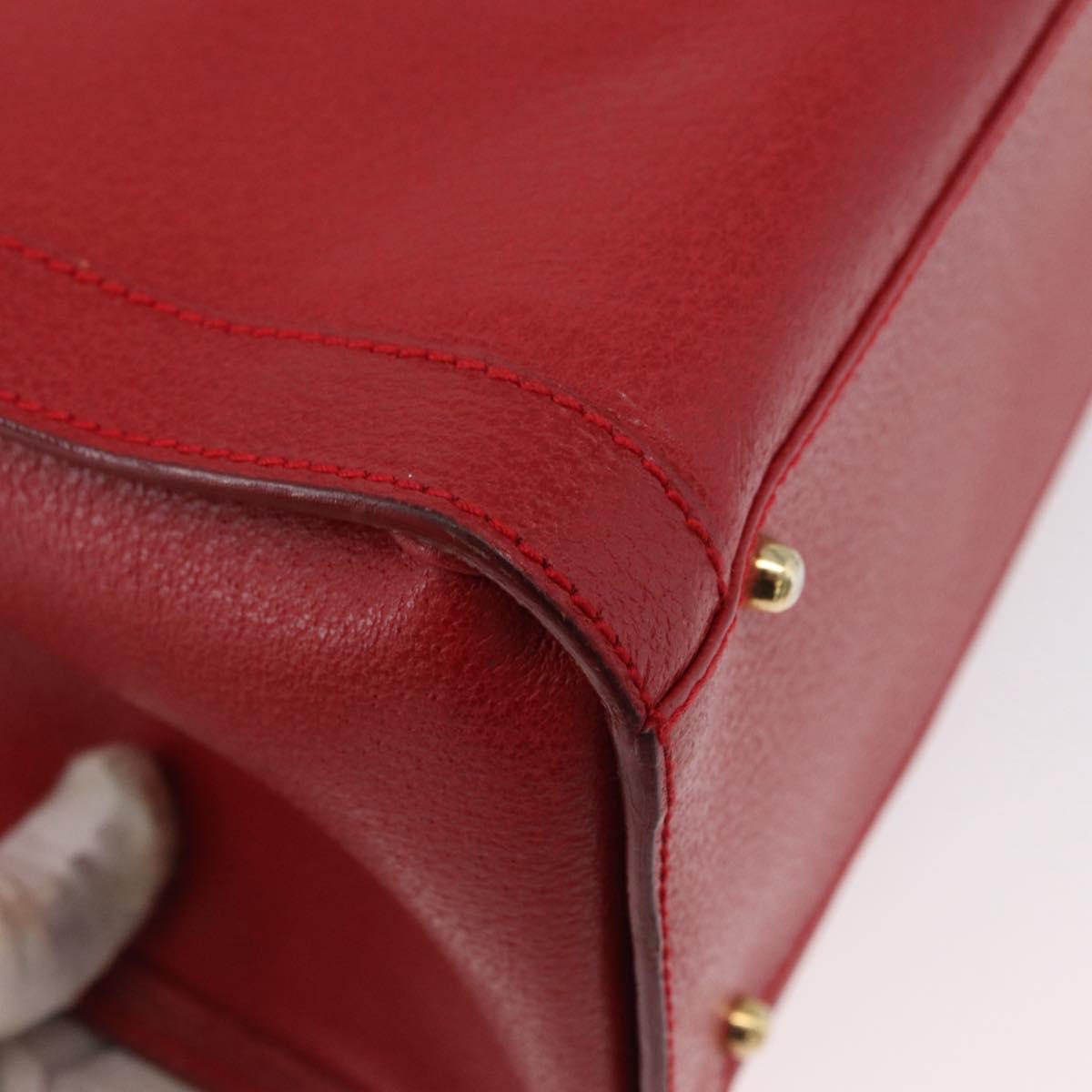 GUCCI Bamboo Hand Bag Leather Red Gold 002 1186 0260 Auth ep13591