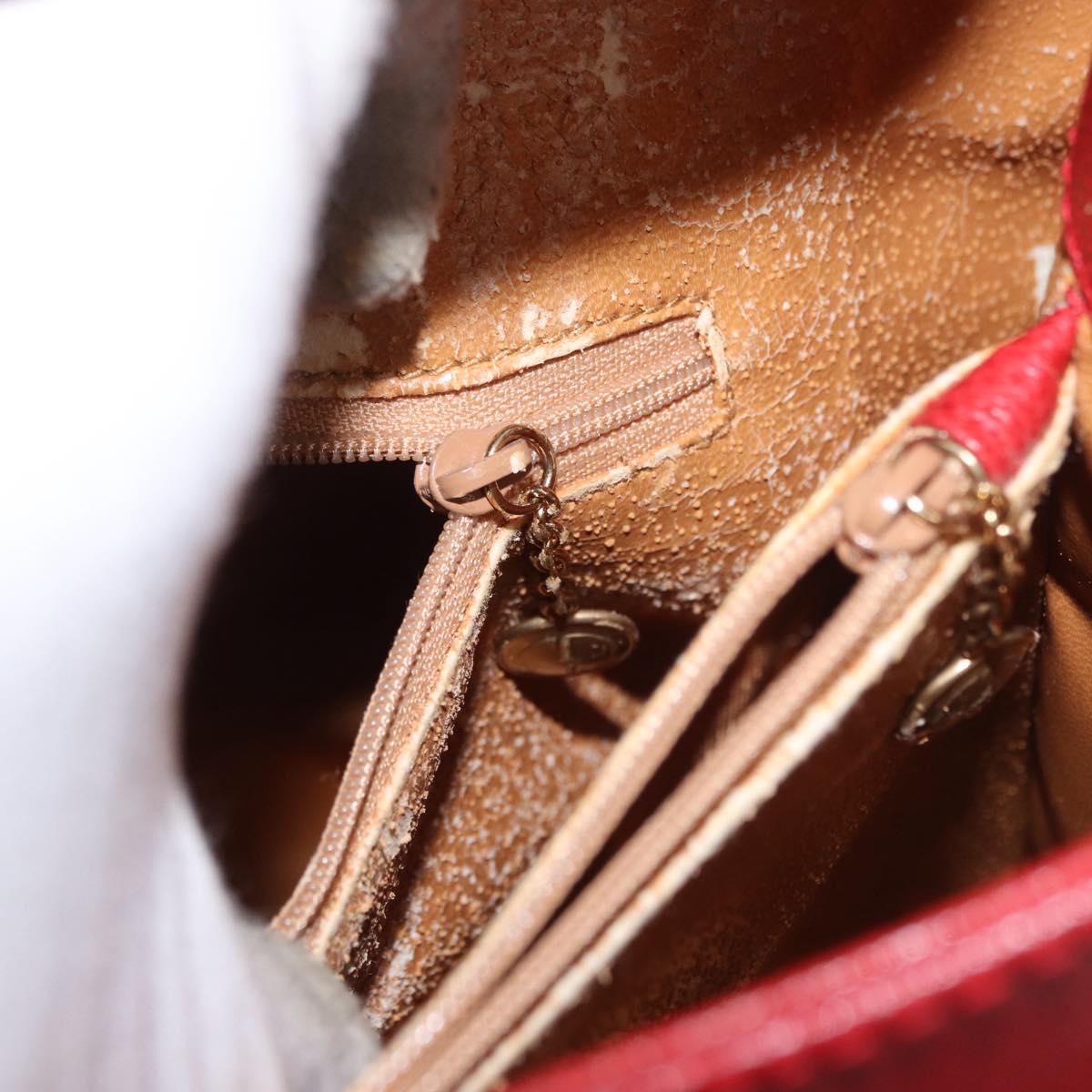 GUCCI Bamboo Hand Bag Leather Red Gold 002 1186 0260 Auth ep13591