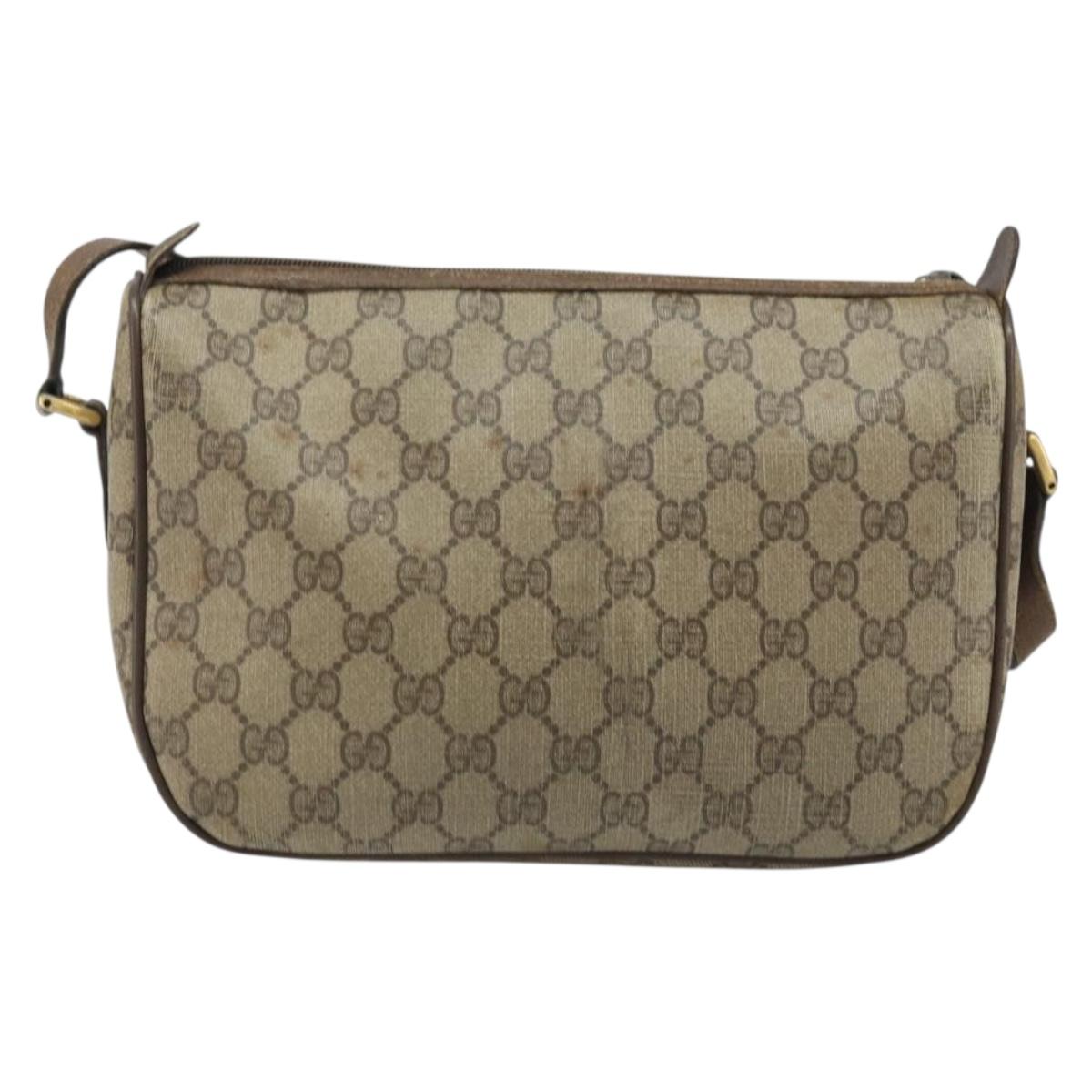 GUCCI GG Supreme Web Sherry Line Bag PVC Beige Gold 89 02 077 Auth ep13593