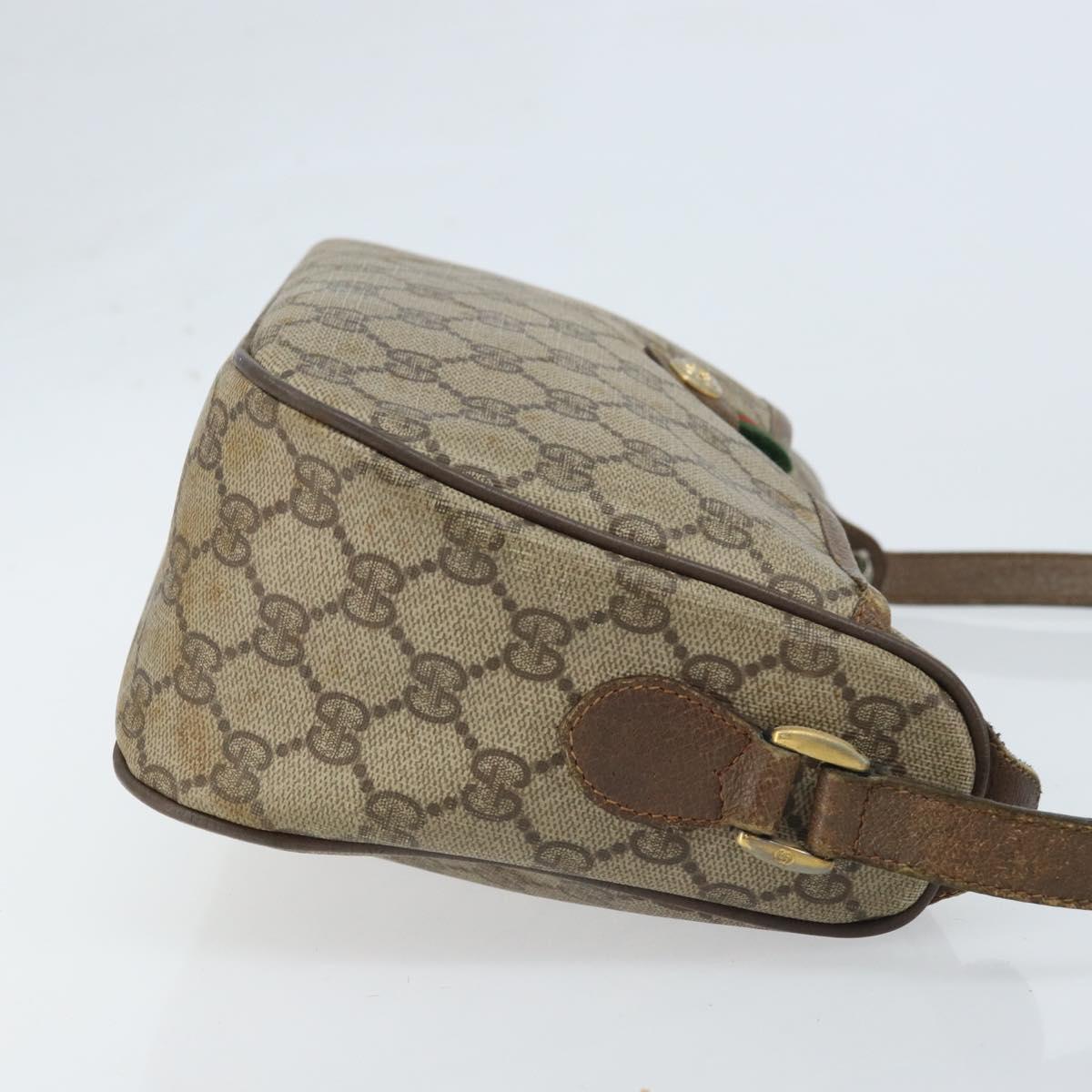 GUCCI GG Supreme Web Sherry Line Bag PVC Beige Gold 89 02 077 Auth ep13593