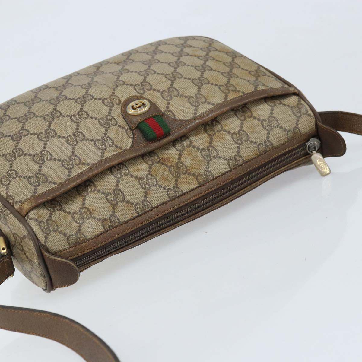 GUCCI GG Supreme Web Sherry Line Bag PVC Beige Gold 89 02 077 Auth ep13593