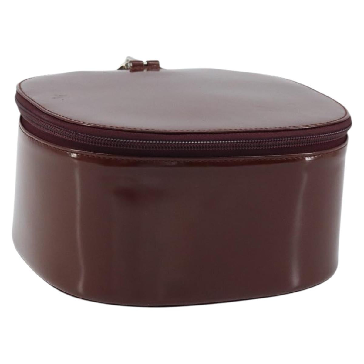 GUCCI Hand Bag Patent leather Brown Silver Auth ep13600