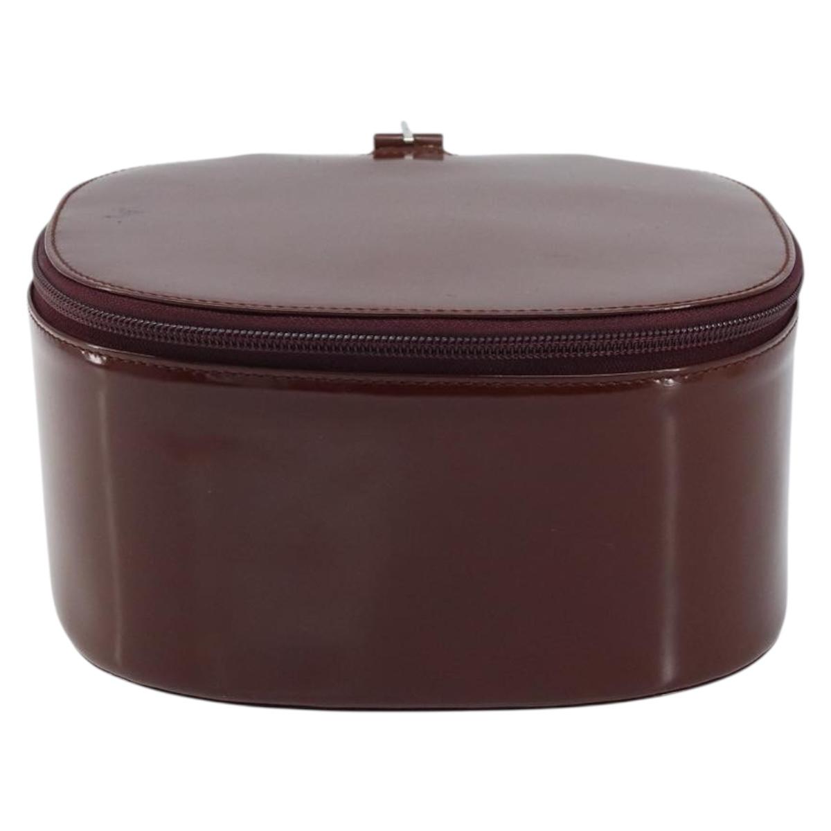 GUCCI Hand Bag Patent leather Brown Silver Auth ep13600