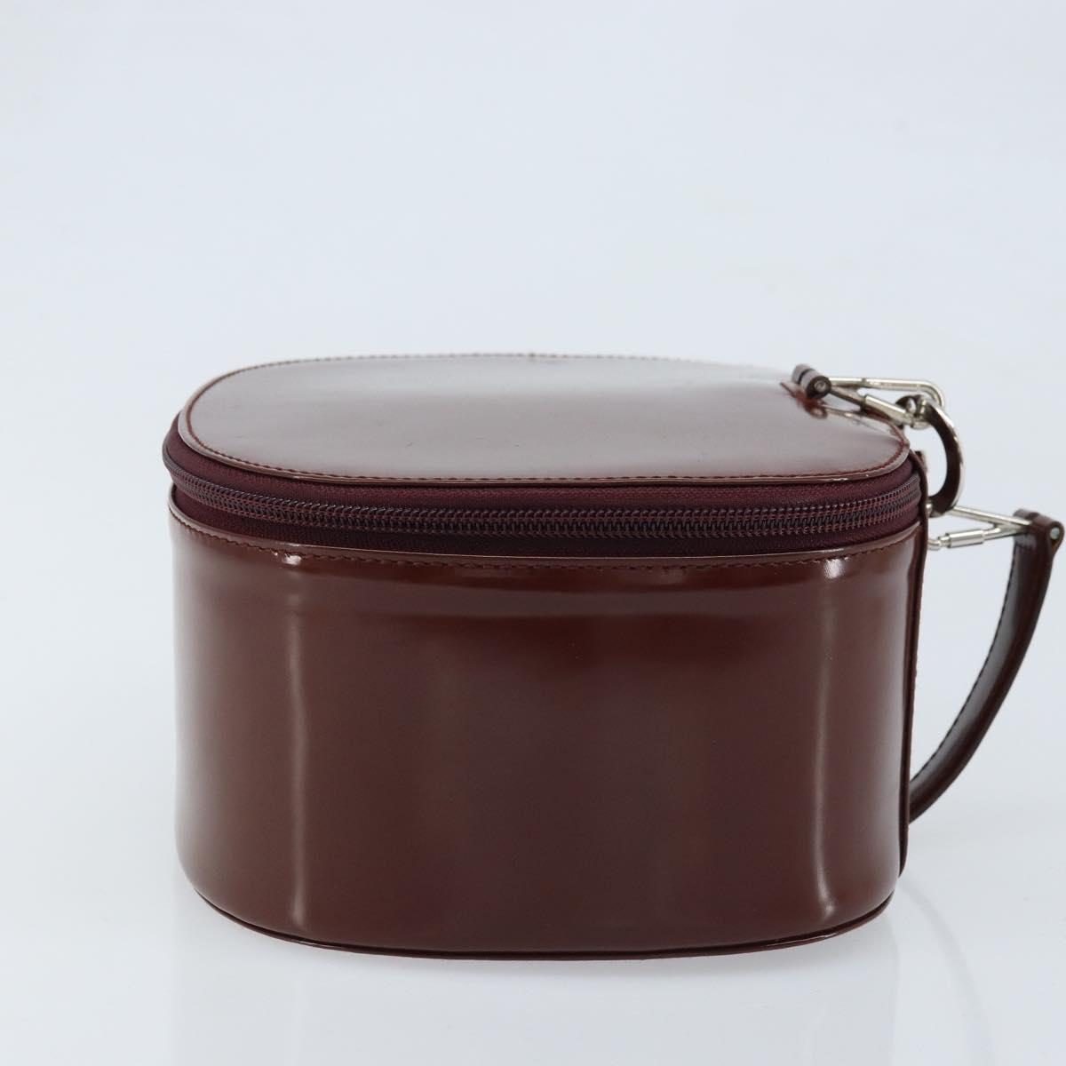 GUCCI Hand Bag Patent leather Brown Silver Auth ep13600