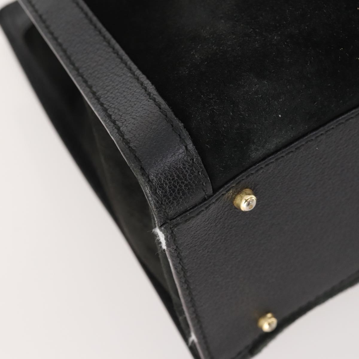 GUCCI Bamboo Hand Bag Suede Black Gold 002 123 0260 Auth ep13604