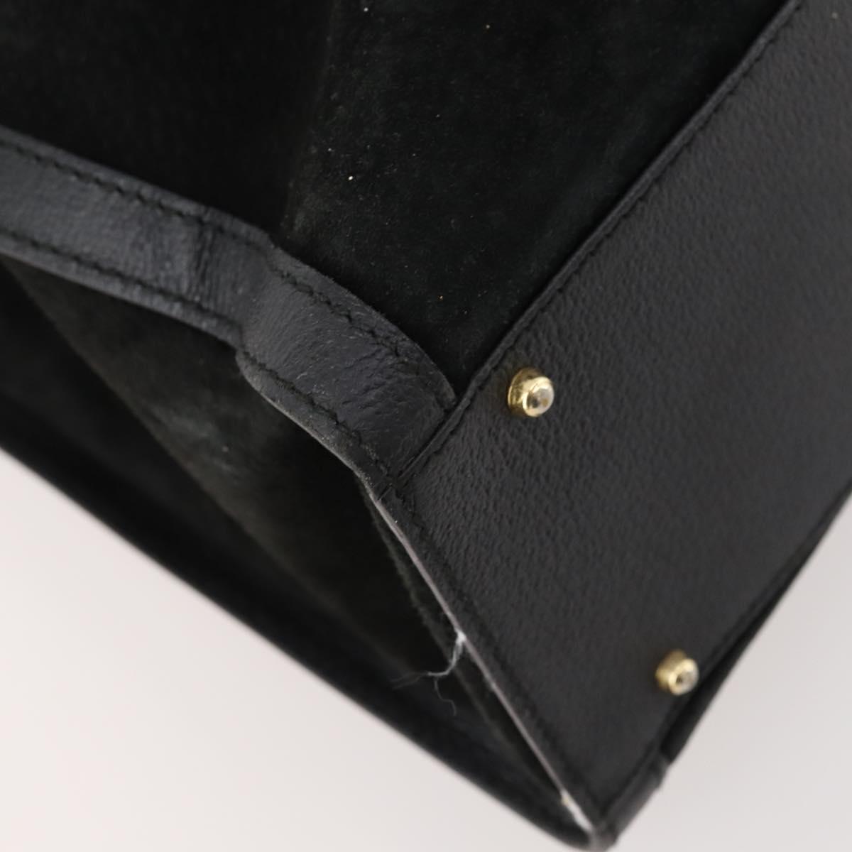 GUCCI Bamboo Hand Bag Suede Black Gold 002 123 0260 Auth ep13604