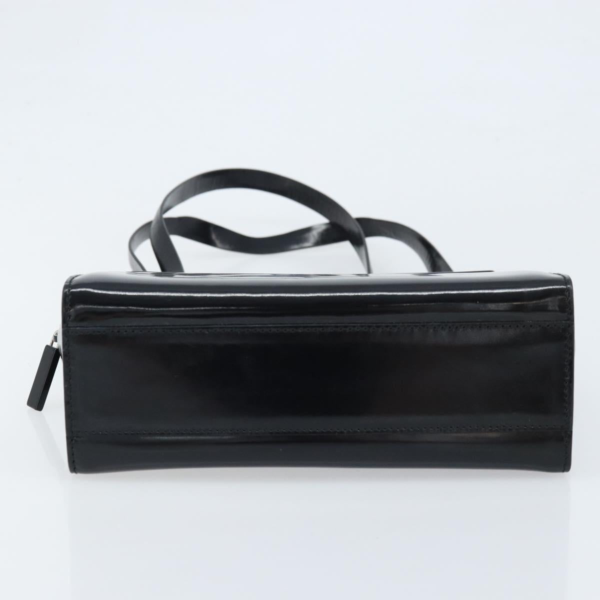 GUCCI Tote Bag Patent leather Black Silver Auth ep13611