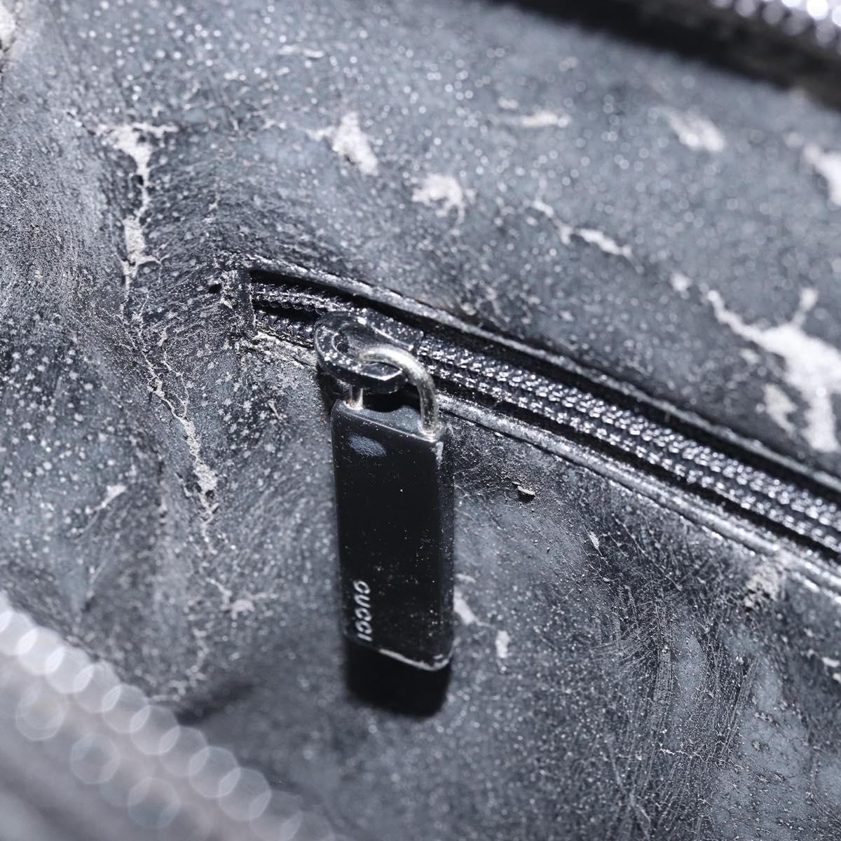 GUCCI Tote Bag Patent leather Black Silver Auth ep13611