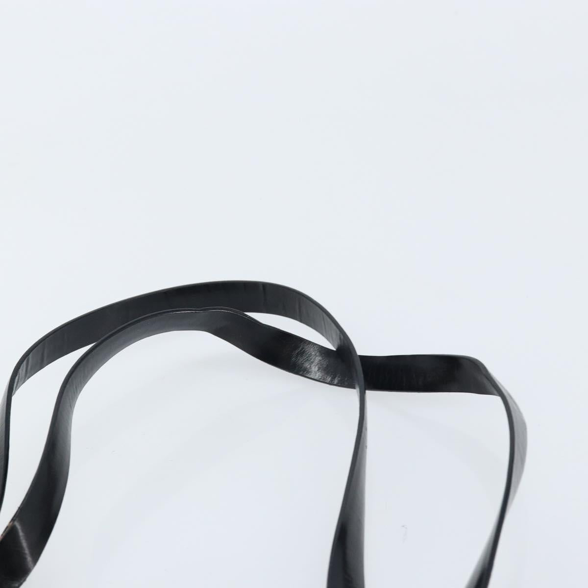 GUCCI Tote Bag Patent leather Black Silver Auth ep13611