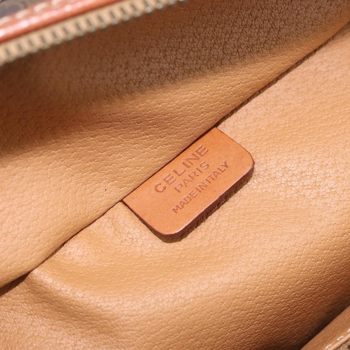 CELINE Macadam Canvas Vanity Hand Bag PVC Leather Brown Gold Auth ep13612