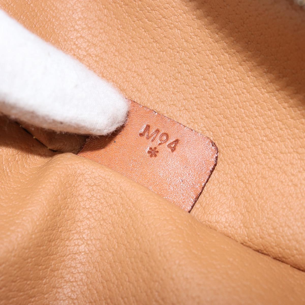 CELINE Macadam Canvas Vanity Hand Bag PVC Leather Brown Gold Auth ep13612