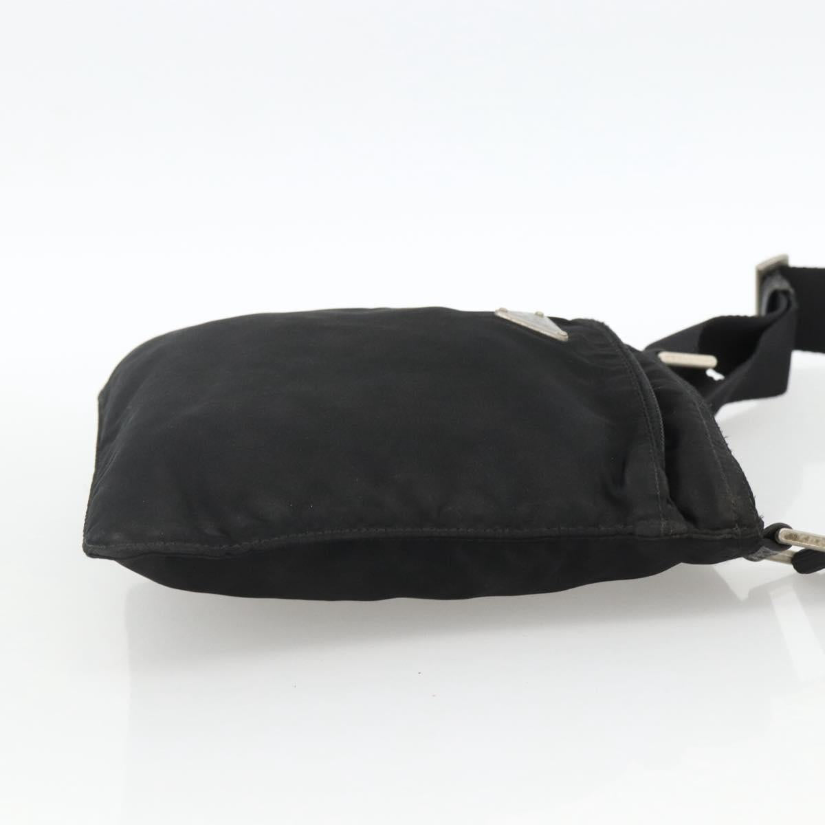PRADA Shoulder Bag Nylon Black Silver Auth ep13614