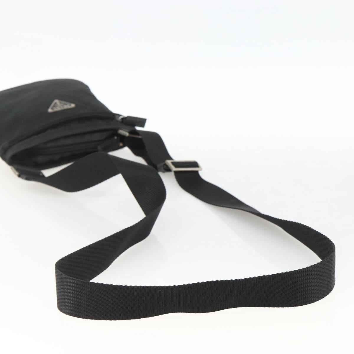 PRADA Shoulder Bag Nylon Black Silver Auth ep13614