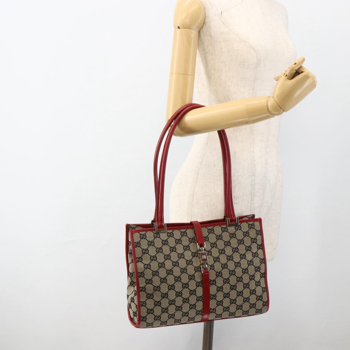 GUCCI GG Canvas Jackie Hand Bag Gold Navy 002 1073 3444 Auth ep13616