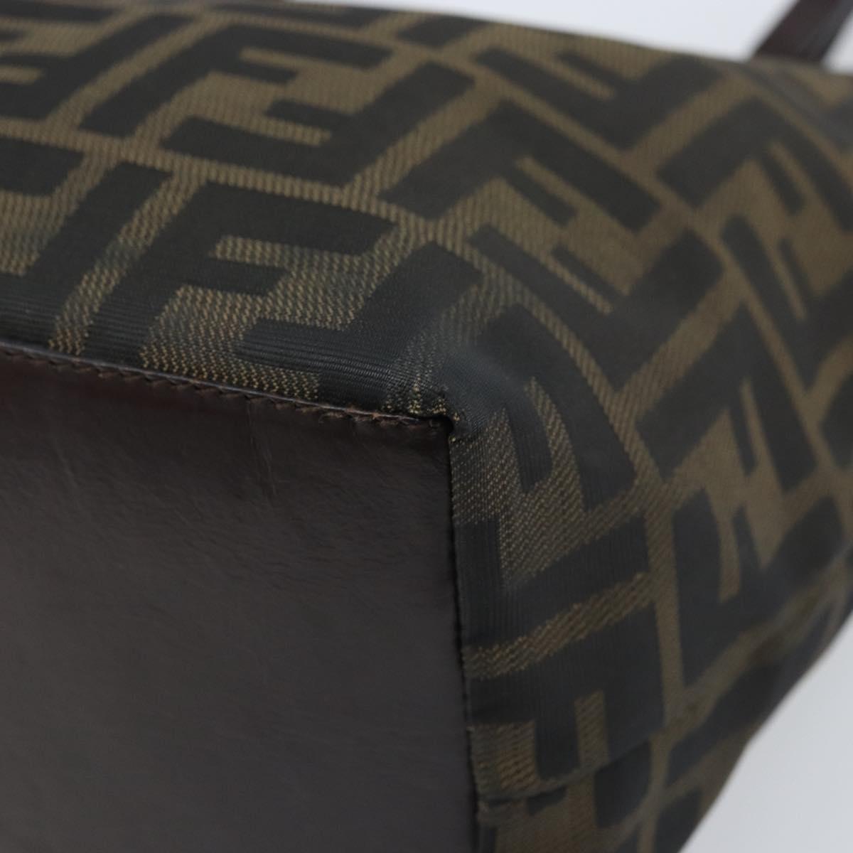 FENDI Zucca Canvas Hand Bag Black Brown Auth ep13621