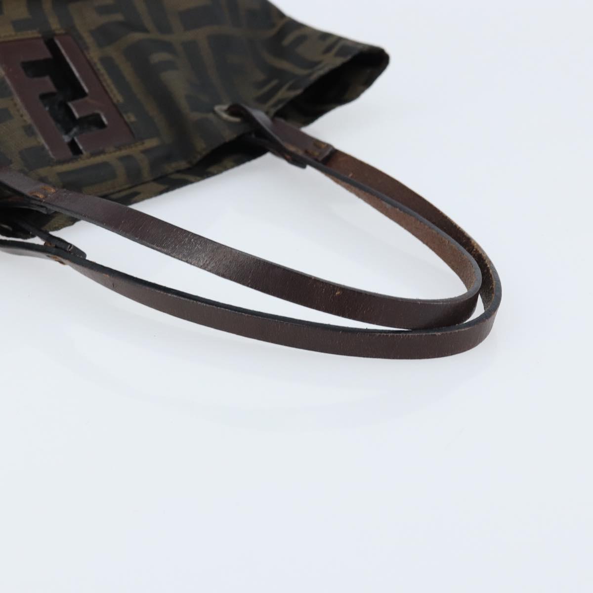 FENDI Zucca Canvas Hand Bag Black Brown Auth ep13621