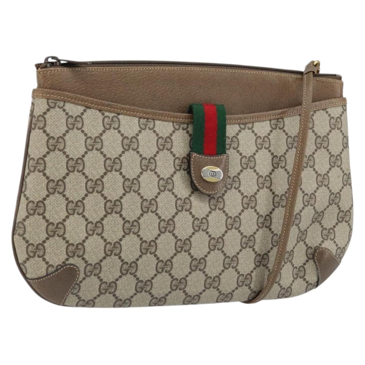 GUCCI GG Supreme Web Sherry Line Bag PVC Beige Red 904 02 026 Auth ep13622