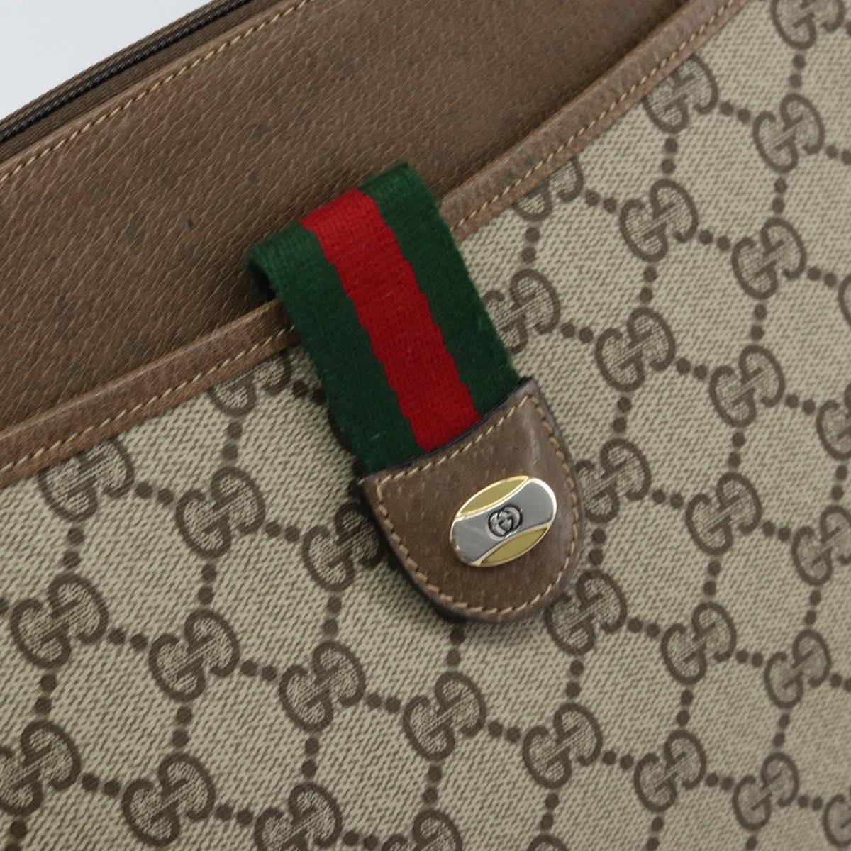 GUCCI GG Supreme Web Sherry Line Bag PVC Beige Red 904 02 026 Auth ep13622