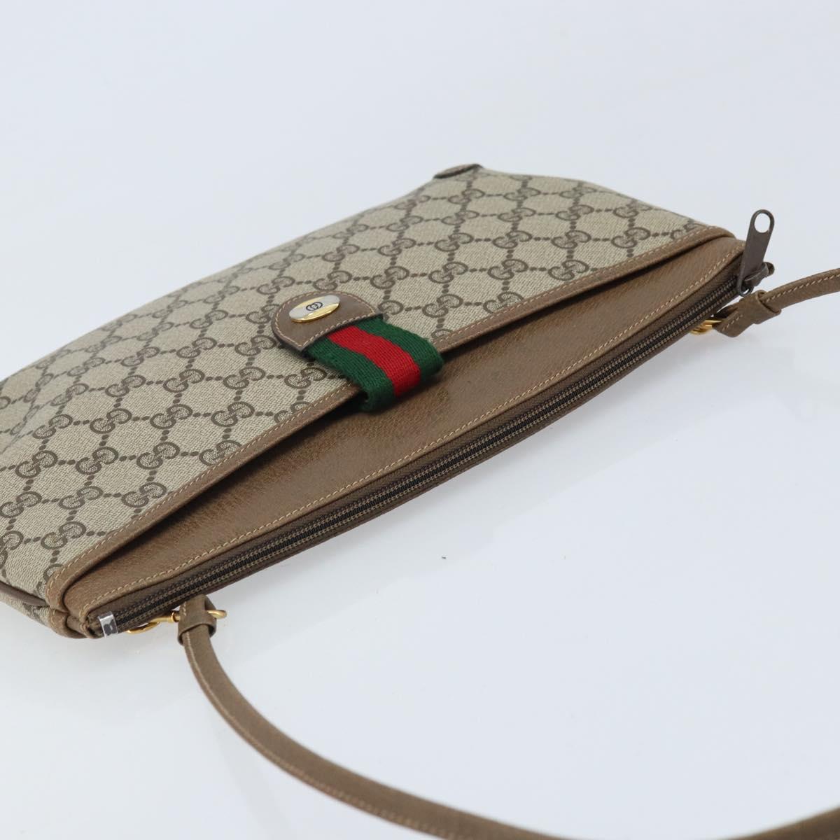 GUCCI GG Supreme Web Sherry Line Bag PVC Beige Red 904 02 026 Auth ep13622
