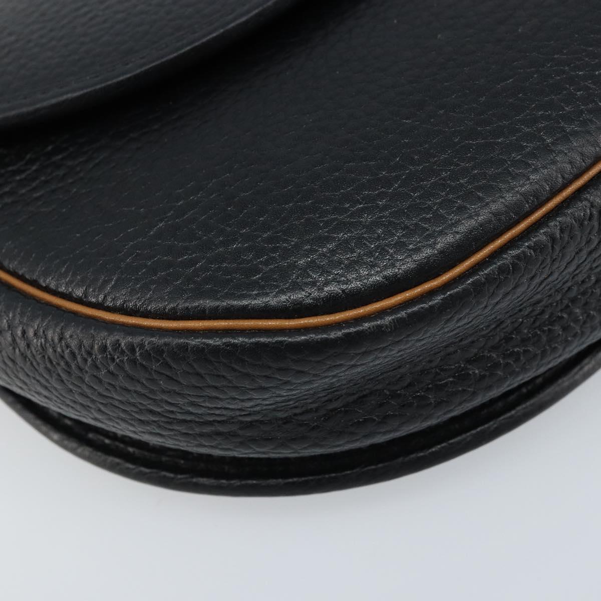 Christian Dior Shoulder Bag Leather Black Gold Auth ep13624