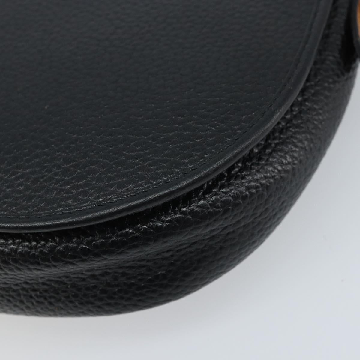 Christian Dior Shoulder Bag Leather Black Gold Auth ep13624