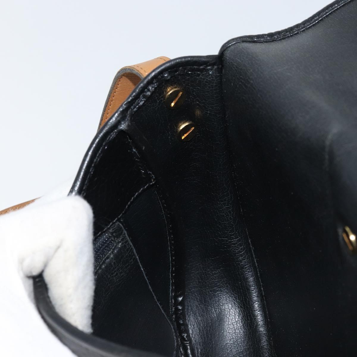 Christian Dior Shoulder Bag Leather Black Gold Auth ep13624
