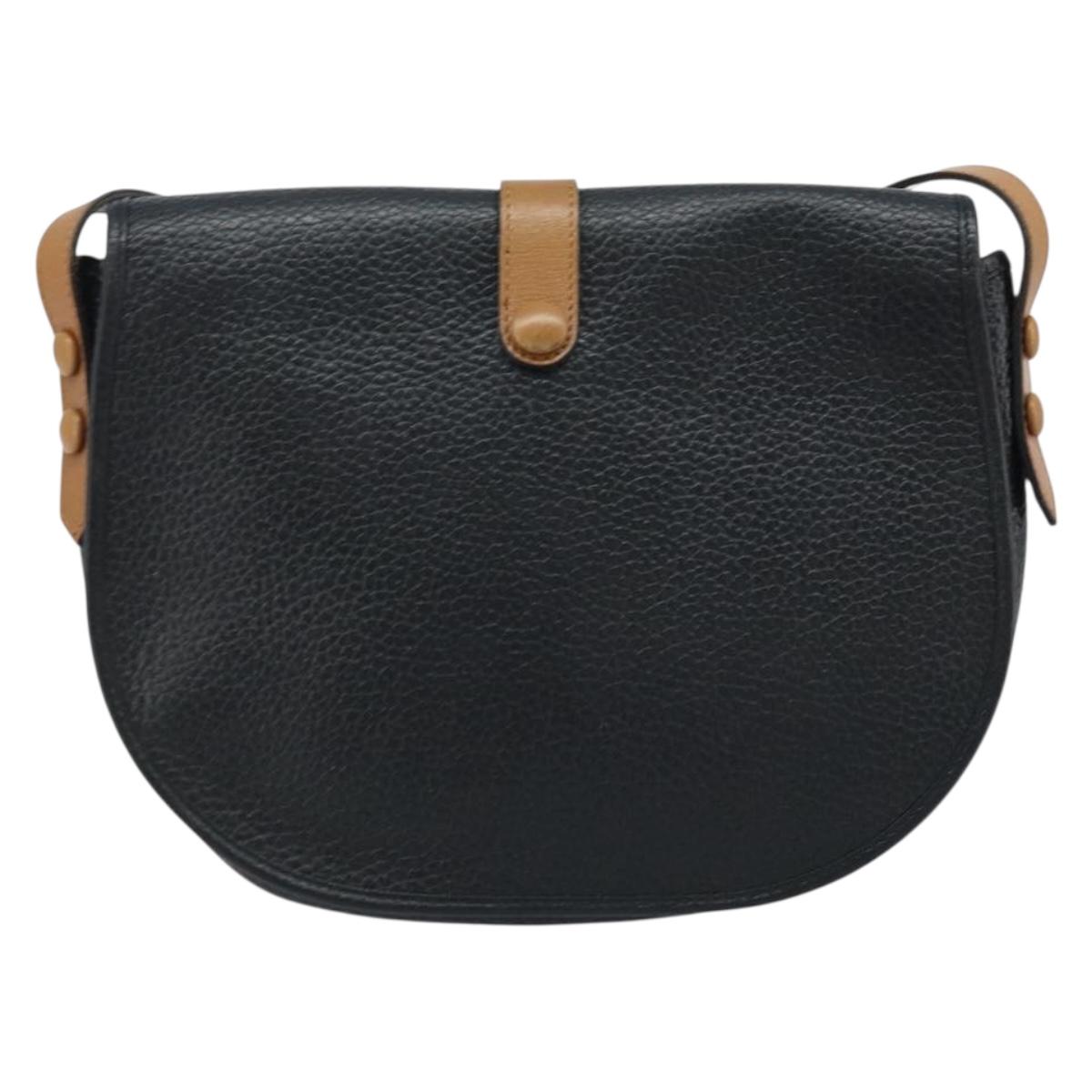 Christian Dior Shoulder Bag Leather Black Gold Auth ep13624