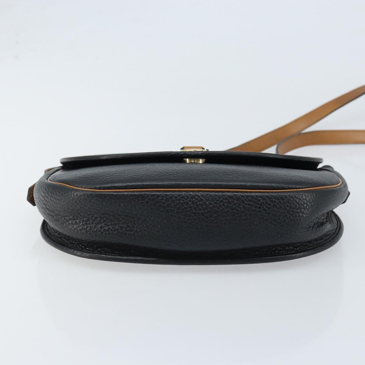 Christian Dior Shoulder Bag Leather Black Gold Auth ep13624