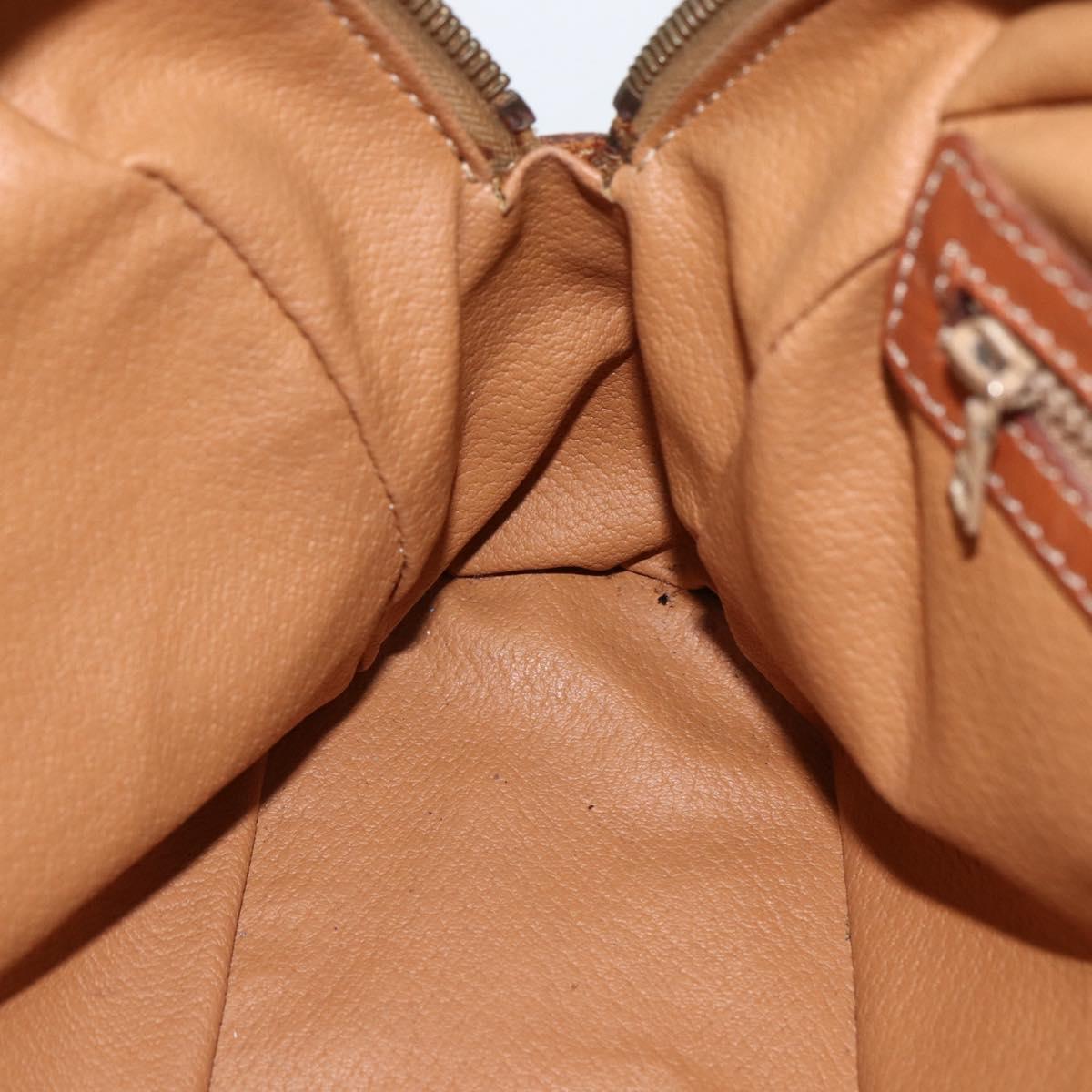 CELINE Macadam Canvas Hand Bag PVC Leather Brown Gold Auth ep13628