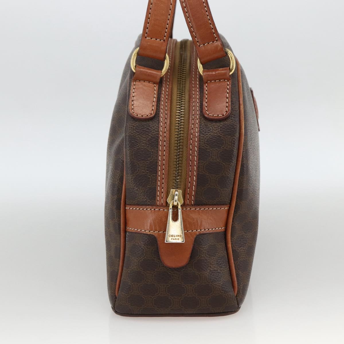 CELINE Macadam Canvas Hand Bag PVC Leather Brown Gold Auth ep13628