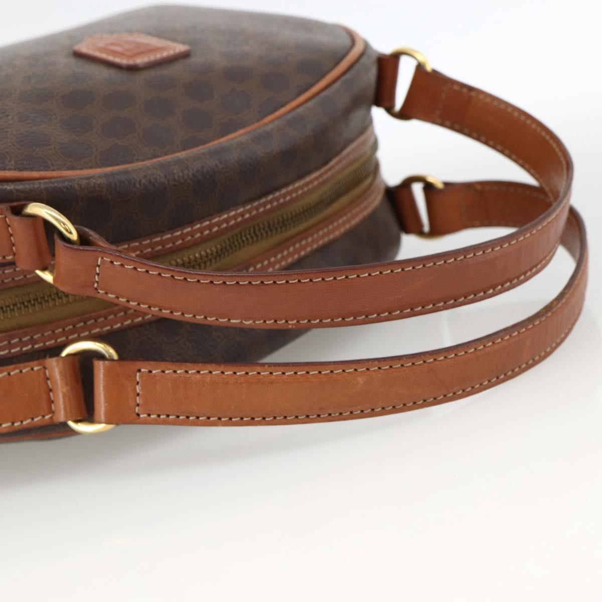 CELINE Macadam Canvas Hand Bag PVC Leather Brown Gold Auth ep13628