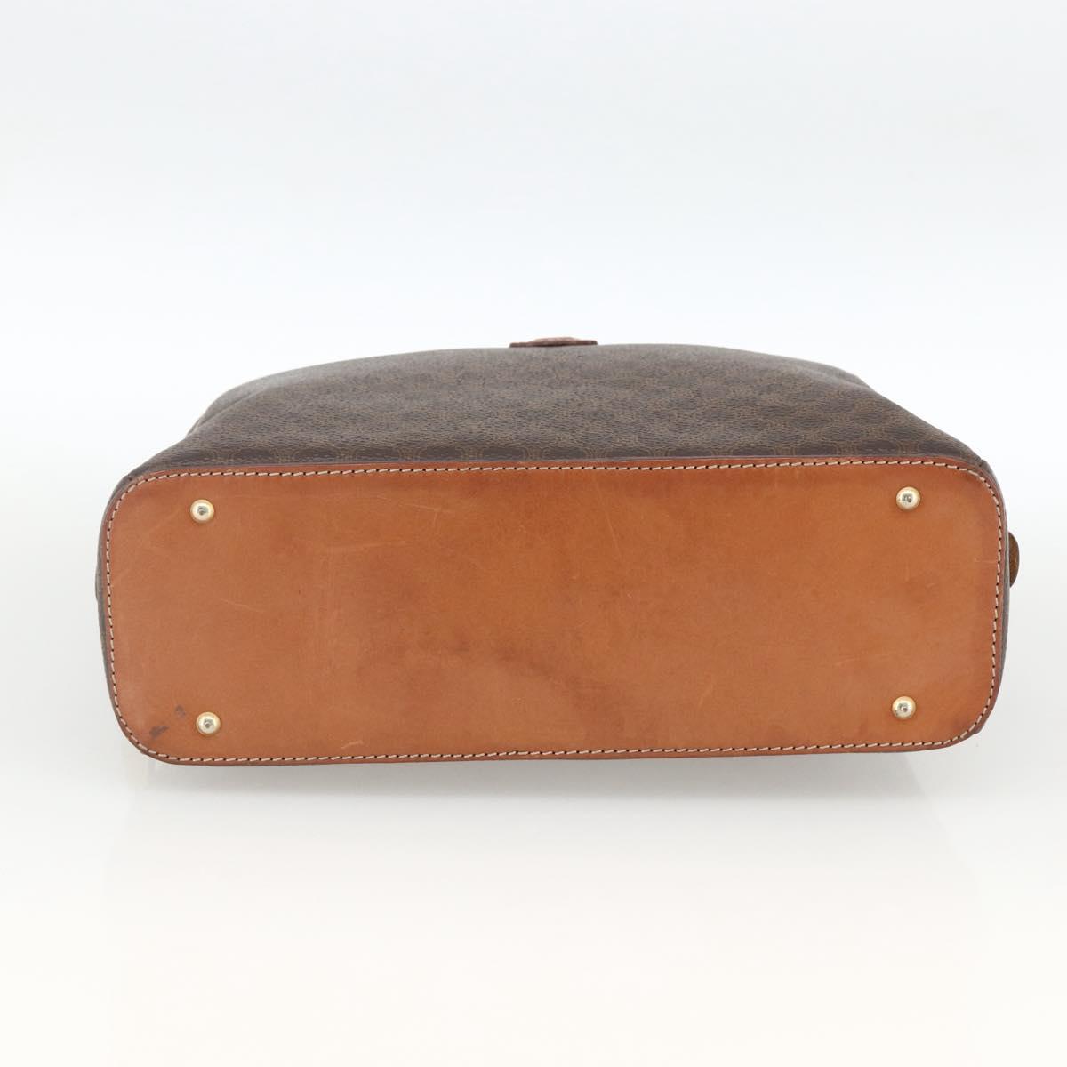 CELINE Macadam Canvas Hand Bag PVC Leather Brown Gold Auth ep13628