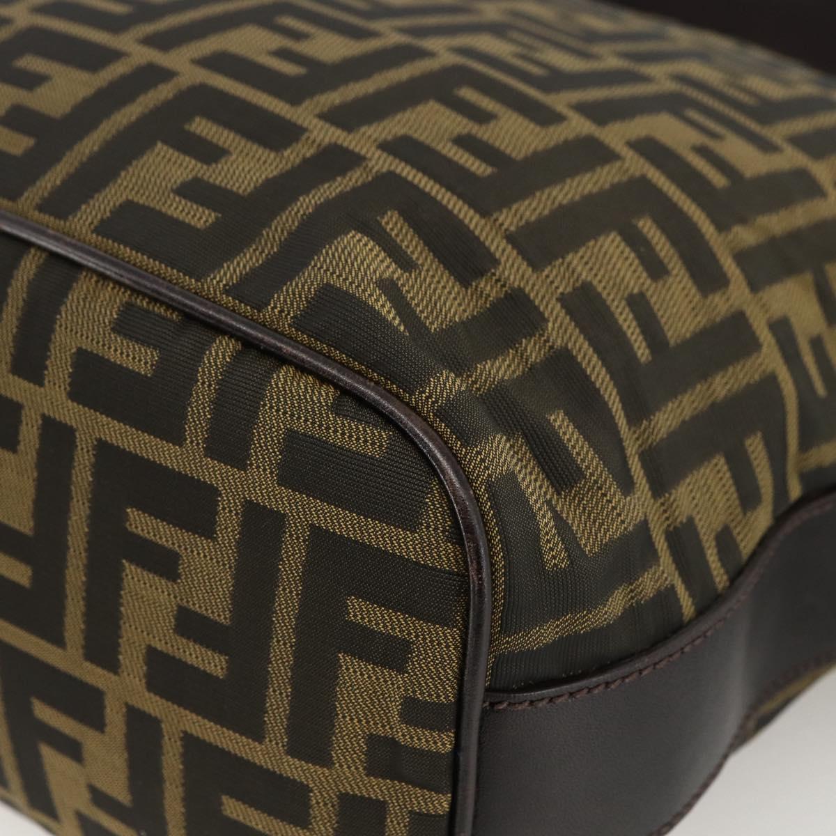 FENDI Zucca Canvas Shoulder Bag Black Brown Auth ep13629V
