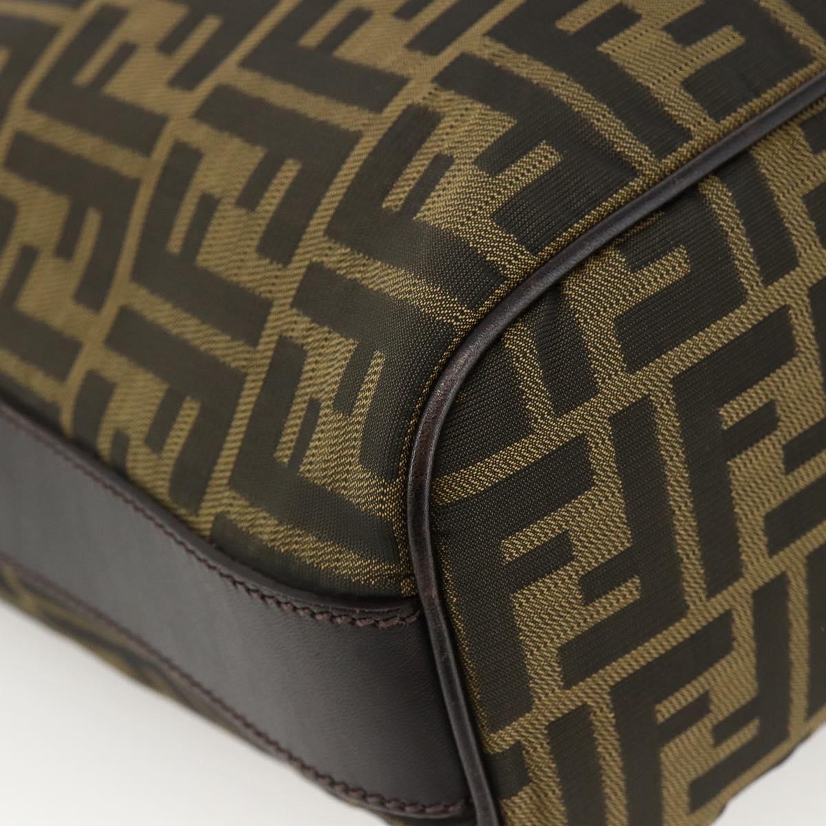 FENDI Zucca Canvas Shoulder Bag Black Brown Auth ep13629V