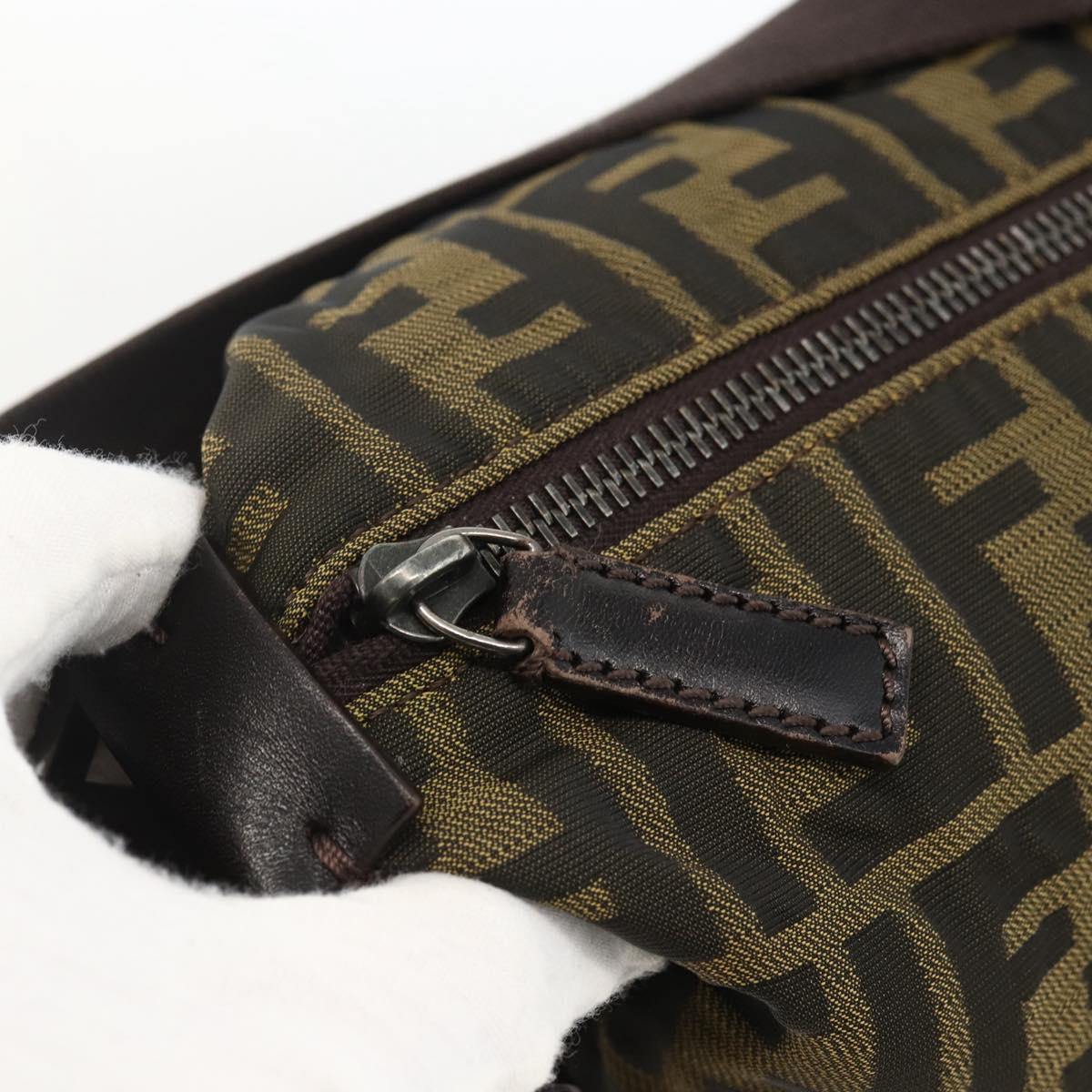 FENDI Zucca Canvas Shoulder Bag Black Brown Auth ep13629V
