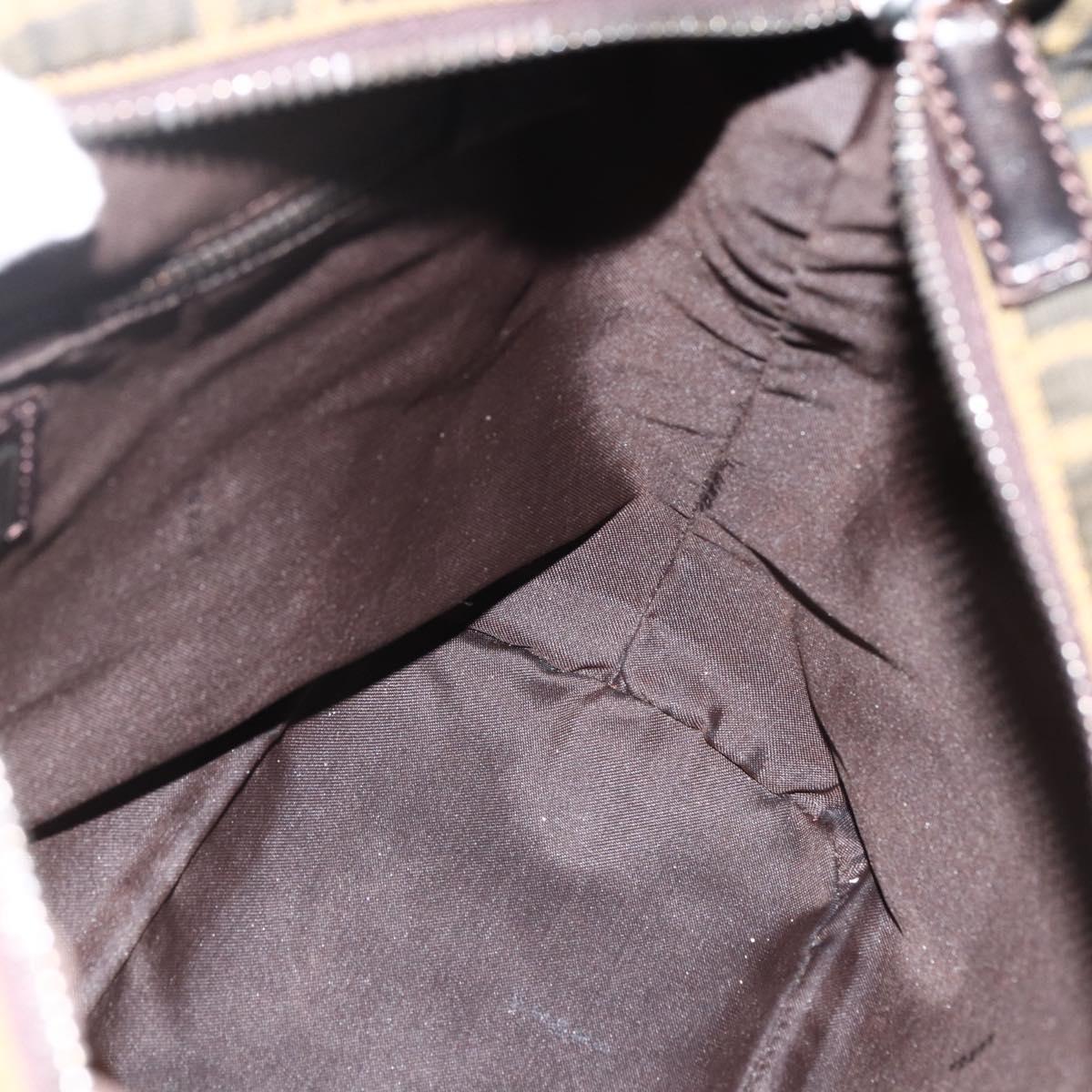 FENDI Zucca Canvas Shoulder Bag Black Brown Auth ep13629V