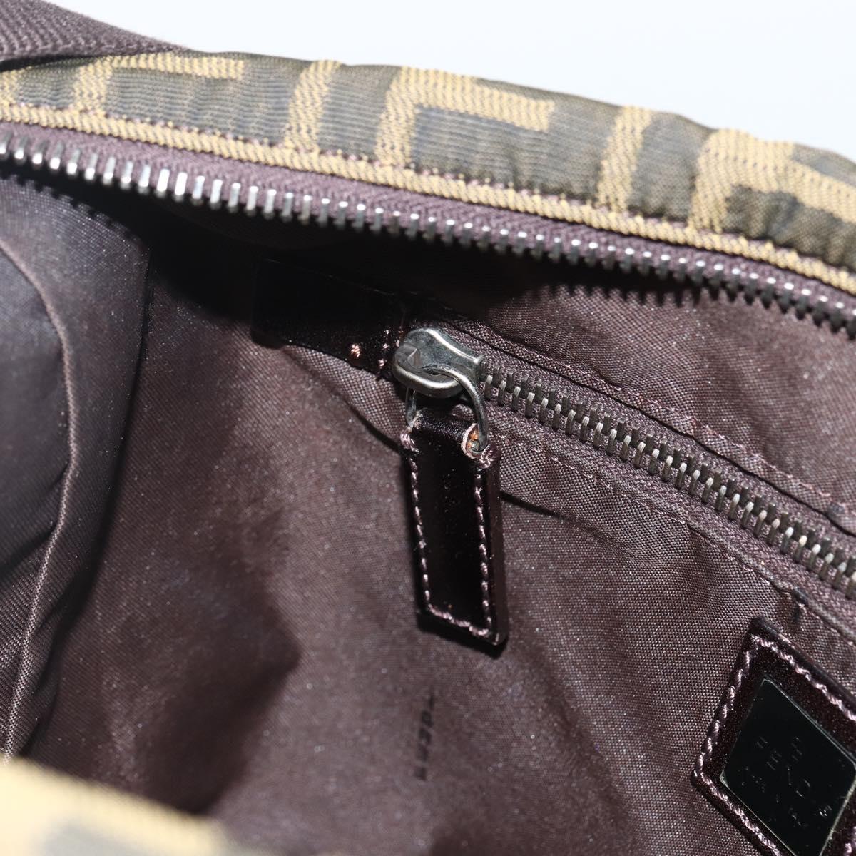 FENDI Zucca Canvas Shoulder Bag Black Brown Auth ep13629V